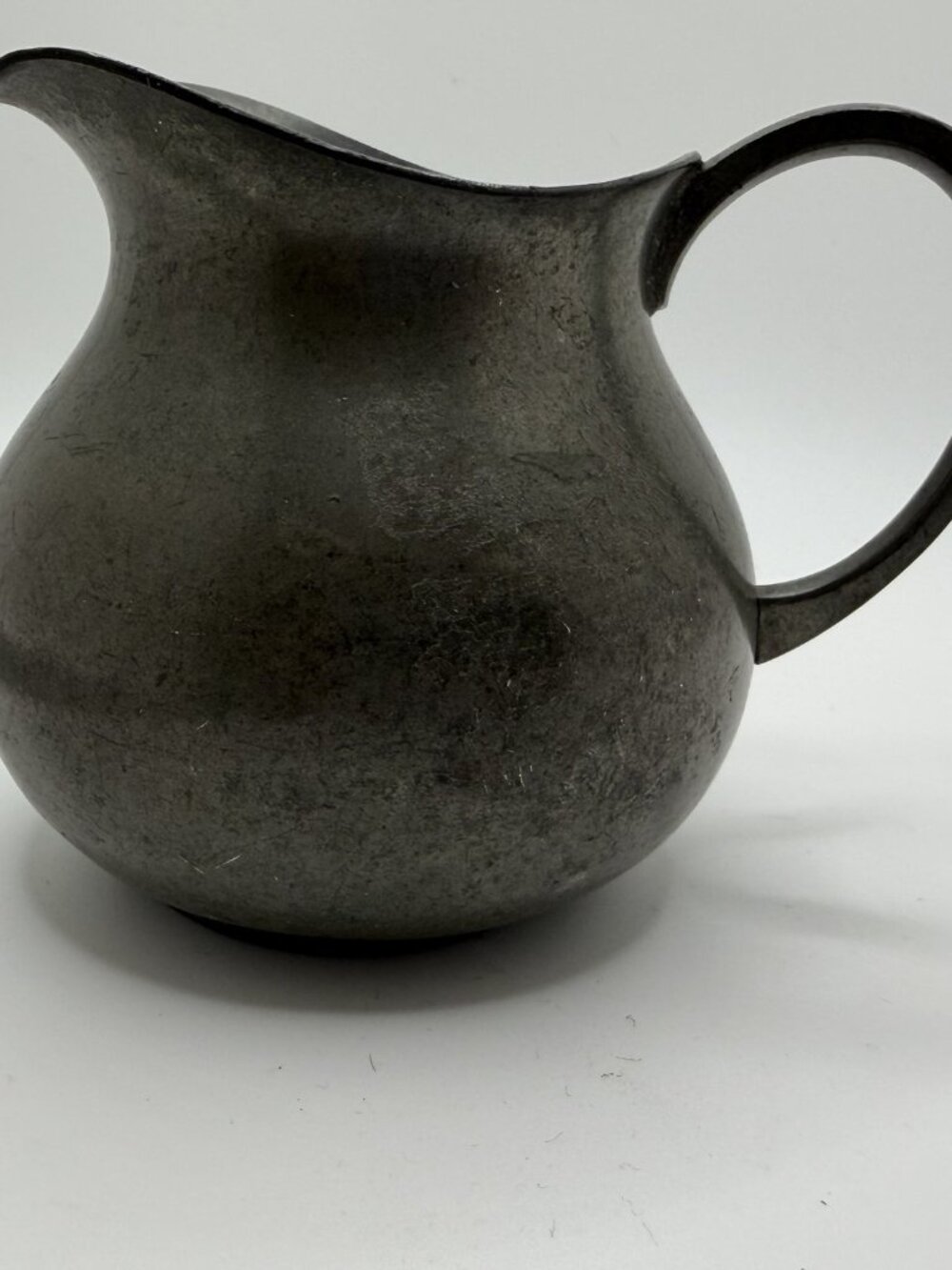 Vintage Pewter Creamer Pitcher Small Farmhouse Milk Jug, Unmarked Antique Decor